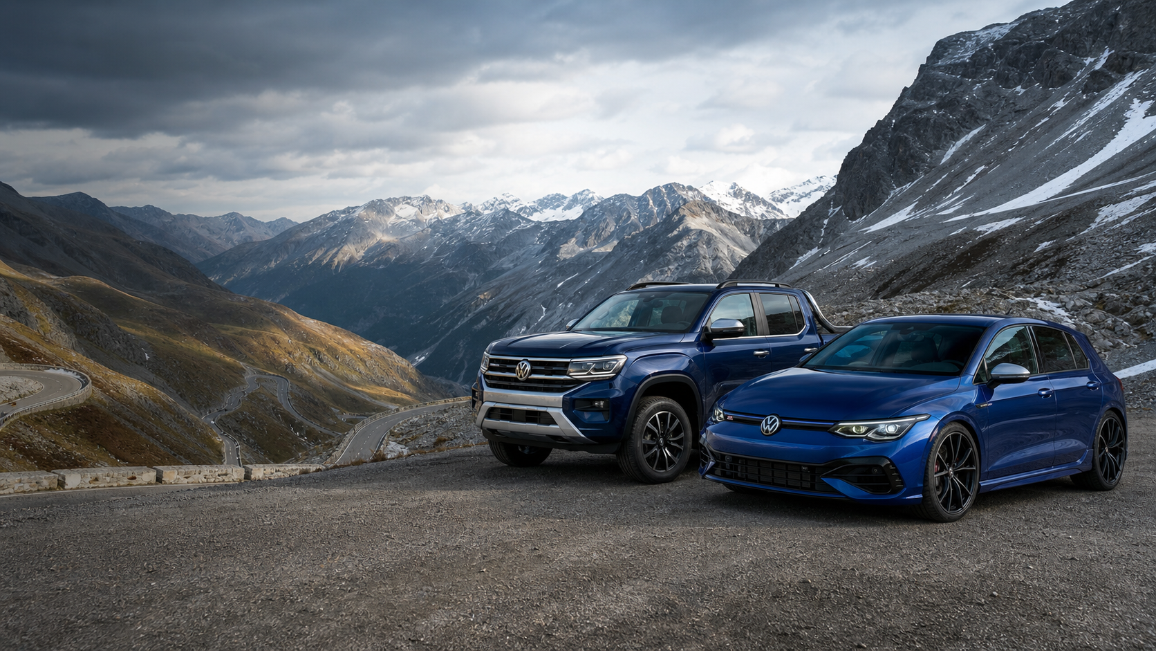 Volkswagen Golf R e Amarok sui tornanti del Passo dello Stelvio